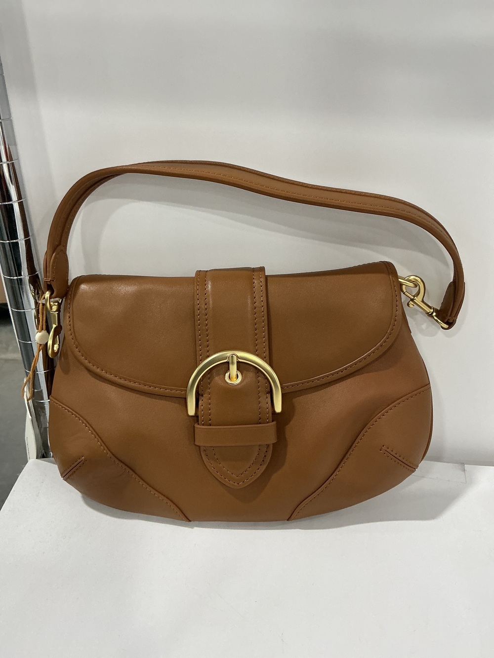 Italian Leather Buckle Detail Shoulder Bag